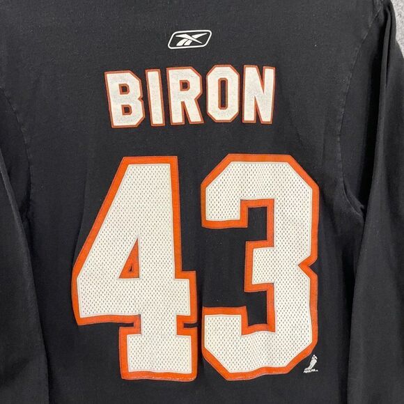Philadelphia Flyers Shirt Men S‎ Black Reebok NHL Martin Biron #43 LS Tee - Picture 6 of 10